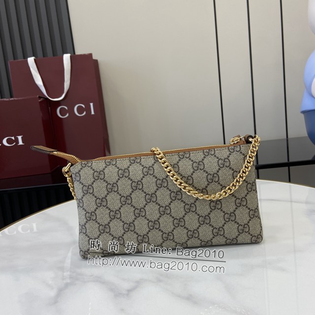 Gucci專櫃古馳最新款PVC配原廠牛皮鏈條包麻將包 jh1972型號：779791